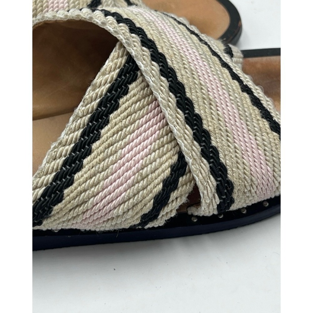 Rag & Bone Keaton Pink Cream Black Woven Crisscross Slide Sandals Sz 40/10 - Picture 9 of 10